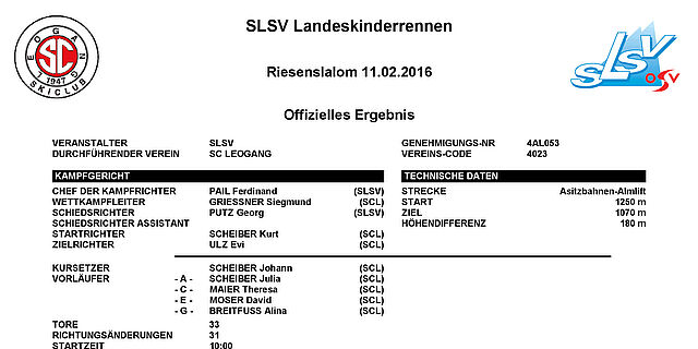 Salzburg AG Landeskinderrennen RTL + SL in Leogang