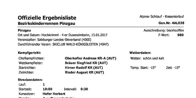 Bezirkskinderrennen Pinzgau Wald-Hochkrimml SL und RTL