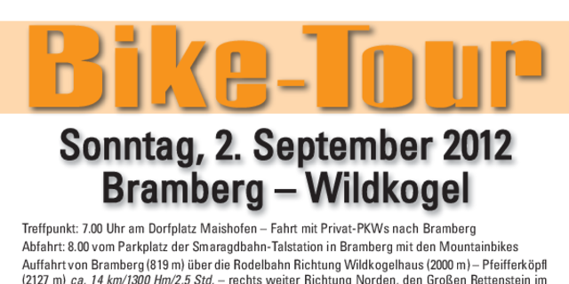 2. MTB Tagesausflug - Bramberg-Wildkogel