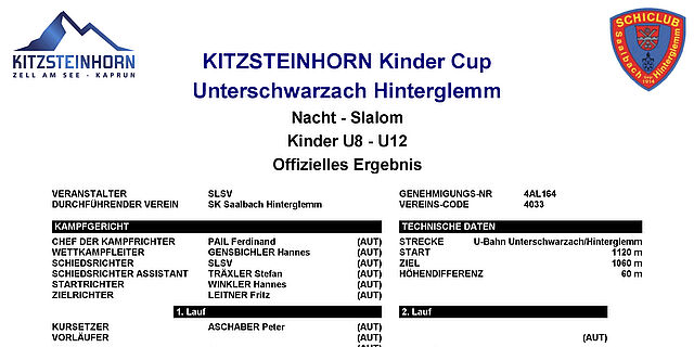 Kitzsteinhorn Kindercup Nacht-SL Saalbach/Htg.