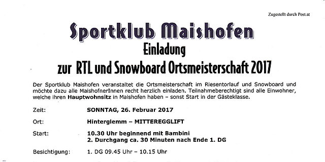 Ortsmeisterschaft im RTL und Snowboard 2017