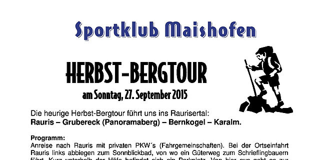 ABGESAGT! Herbst Bergtour 2015 - Rauris Grubereck