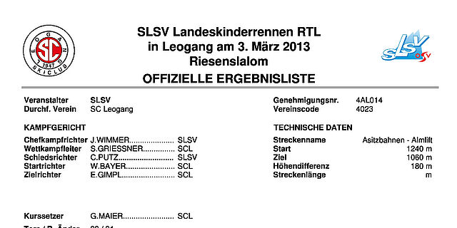 Landeskinderrennen Leogang RTL + SL 03.03.